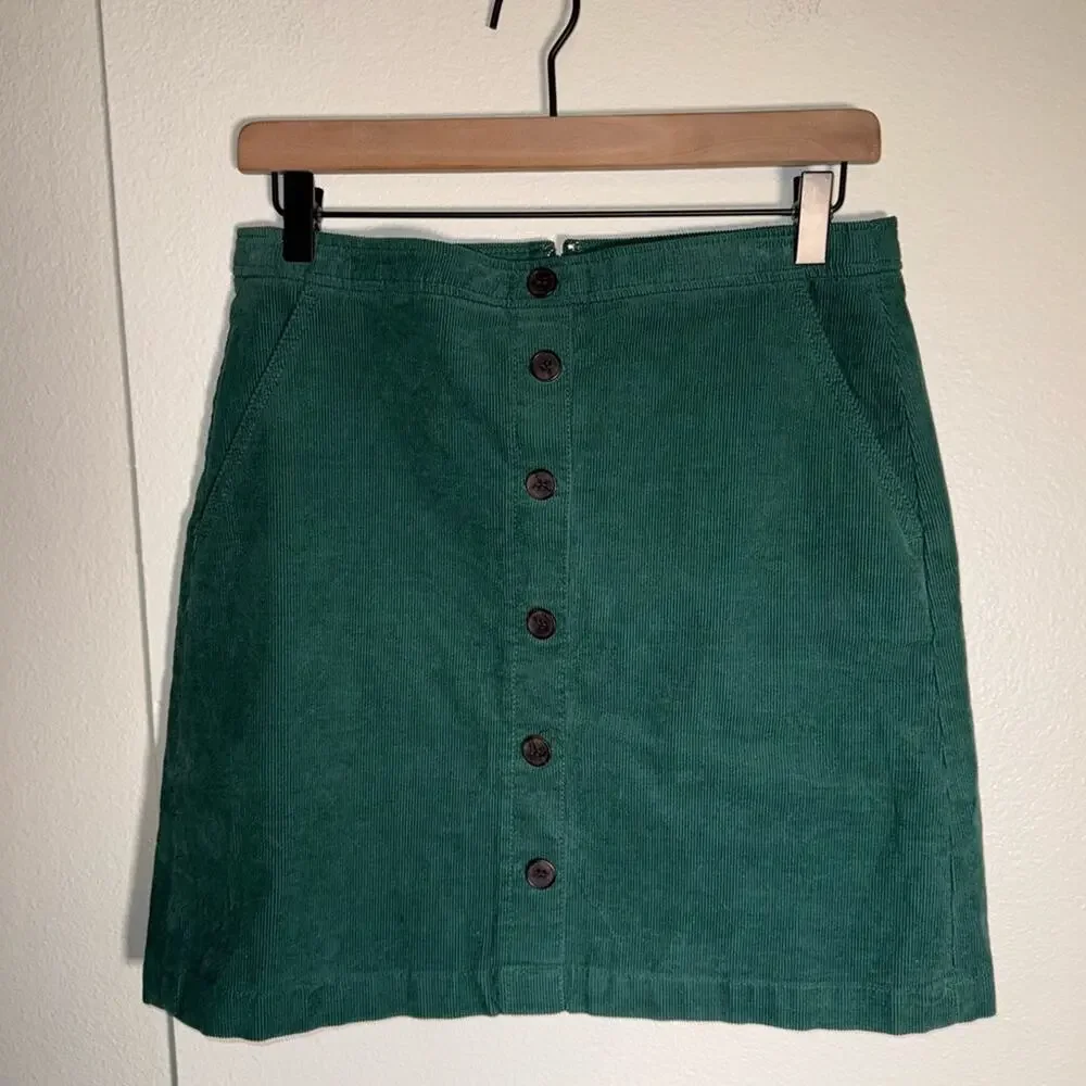 J. CREW preppy corduroy full button 90s style mini skirt 4